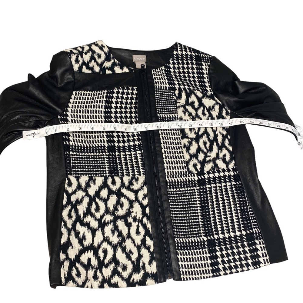 Chico’s Mixed Material Patchwork Ladies Zip Up Li… - image 6